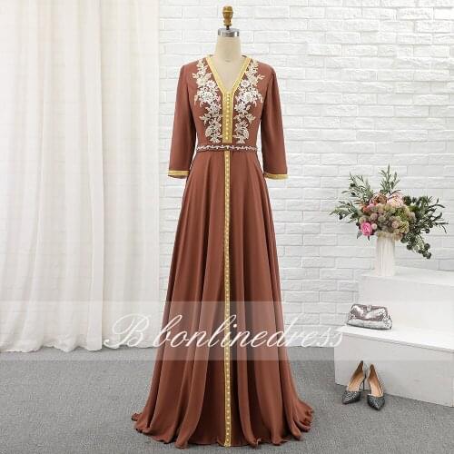 Red Moroccan Caftan Evening Dresses 2020 Embroidery Crytal Long Formal Gown Sleeve Arabic Dubai Muslim Party Dress Plus Size