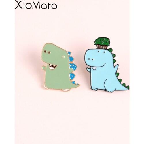 Popular Cartoon Dinosaur Enamel Pins lovely Rompish Cauliflower Crocodile Jurassic Brooch Denim Pin Shirt Badge Gift for Friend