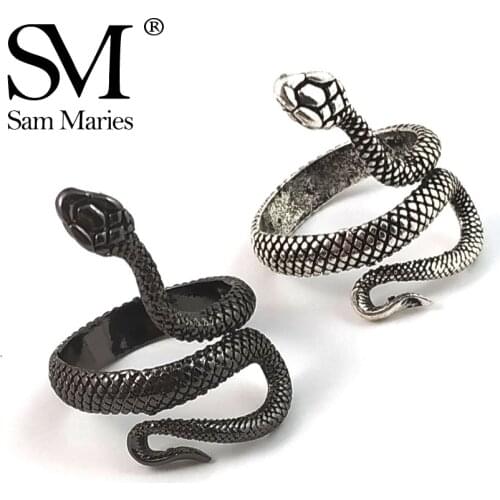 Vintage Unisex Ring Silver-plated Paint Snake Couple Ring Fashion Simple Snake Unisex Adjustable Ring Trendy Jewelry Accessories