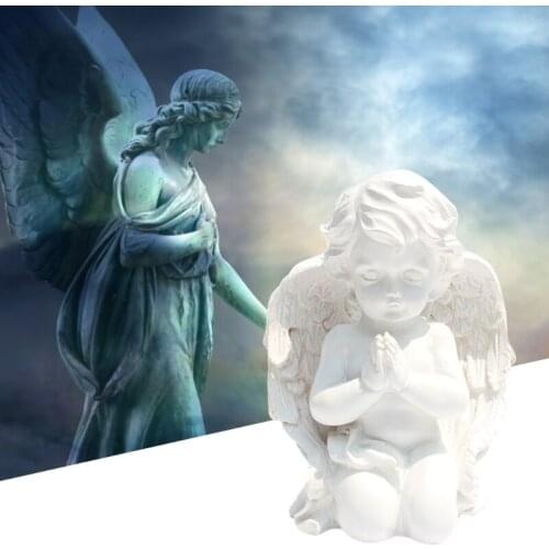 Kneeling Praying Baby Angel Desktop Ornament Resin Statue Figurine Sculpture