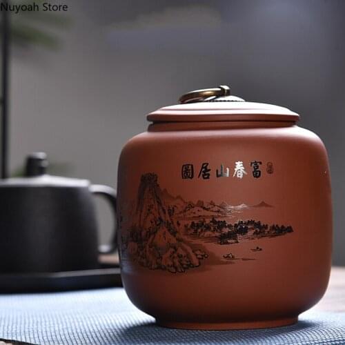 Purple Clay Tea Caddy Creative Storage Tank Tea Set Household Tea Ceremony Accessories Living Room Moisture-proof Tea Caddy