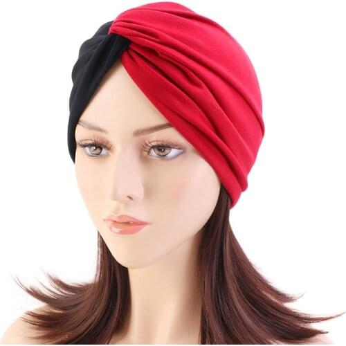 Muslim cotton hijab turban cap forehead cross double color turbante hat Islamic headwear India bonnet for women Inner hijab caps