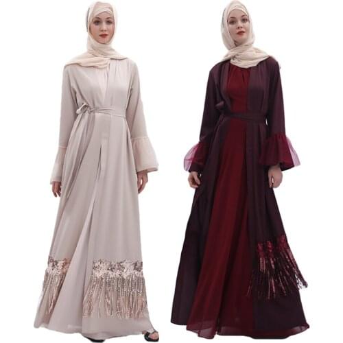 Muslim Dress Women Tassel Arab Abaya Kimono Cardigan Saudi Turkish Islam Clothing Kaftan Dubai Caftan Qatar Robe Musulmane Femme