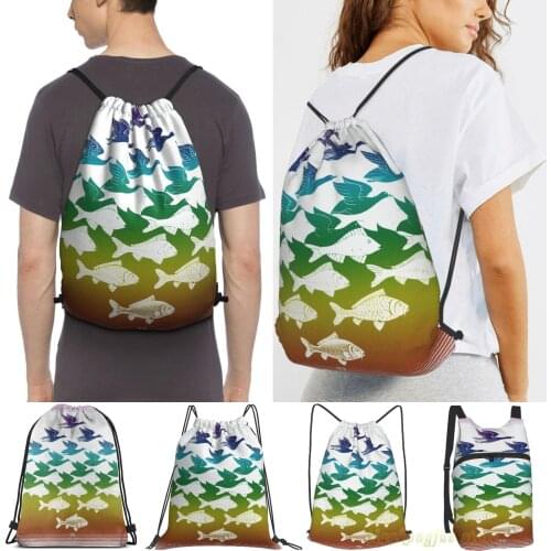 Men Outdoor Travel Drawstring Backpack Bags Souvenir From Netherlands Escher Women 2021 Sports Travel Bag Fitness Swimming Bag