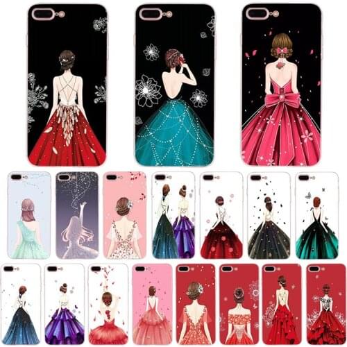 Cute princess skirt girl back soft tpu case For iPhone Funda XSmax XR XS X cover 7 8 6s 6 plus 5 5S se fitted apple phone shell