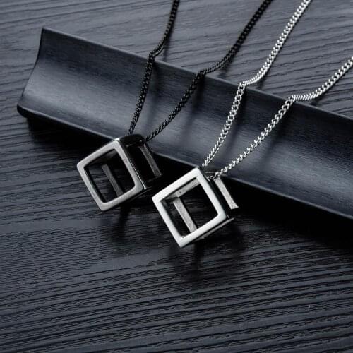 Sample Generous Fashion Stainless Steel Black Silver Color Chain Small Necklaces Pendants Men Unisex Fashion Trendy Jewelry Gift
