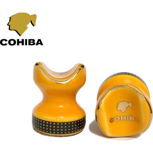 One Pair Cigar Accessories Supplies Ceramic COHIBA Cigar Holder Ashtray Pocket Cigarette Support Rack Portable Cigar Rest Table
