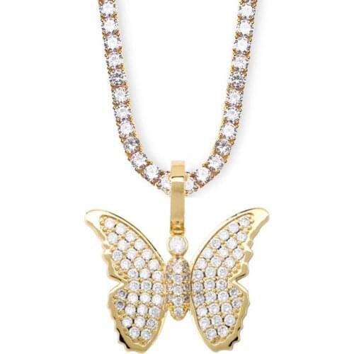 New Fashion Iced Out Colorful Shining Butterfly Necklace & Pendant Cubic Zirconia Shining Mens Hip Hop Jewelry Gift Bling jewels