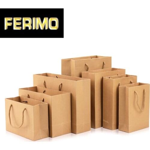 10pcs/bag Kraft paper bag general retro environmental protection clothing food packaging bag gift handbag