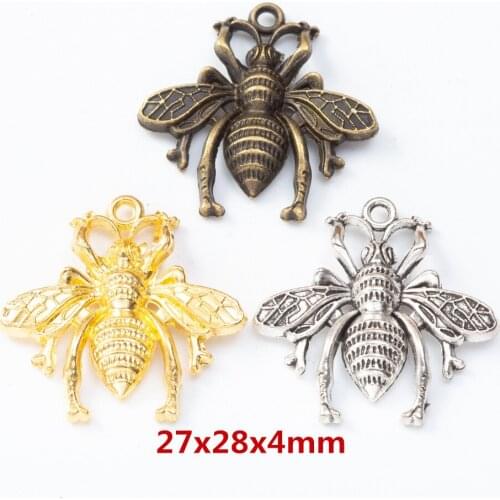 20 pieces of retro metal zinc alloy bee Pendant for DIY handmade jewelry necklace making 8204