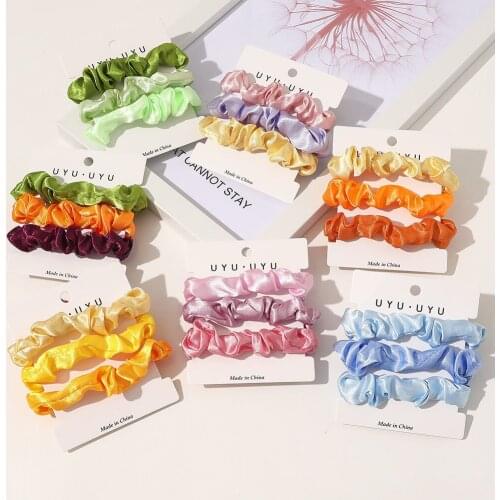 3pcs/set Small Hairband For Women Daily Use Satin Fabric Elastic Rubber Bands Thin Hair Rope For Ponytail Holder