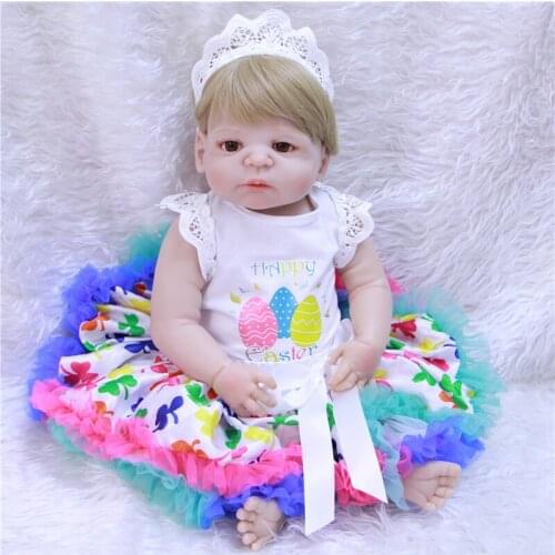 Bebe girl Reborn Baby silicone Dolls 22 Inch Full Silicone Vinyl Newborn girls bonecas Brinquedos kids birthday gift