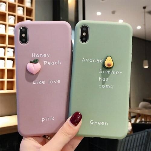 Cute 3D Avocado Solid Color Phone Soft Case For iPhone 11 Pro Max X Xs XR 7 8 Plus SE 2020 Silicone Cover Ultra Thin Capa