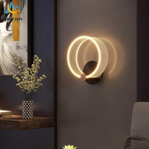 Nordic Modern Minimalist Rotating Alloy Acrylic LED Walllamp Bedroom Decor Living Room Bedside Wall Light Background Wall Lamp