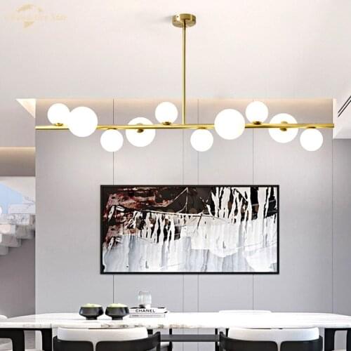 Modern LED Pendant Lights Horizontal Linear Glass Bar Colorful Ball Indoor Lamp Lustre for Living Room Bedroom Dining Room