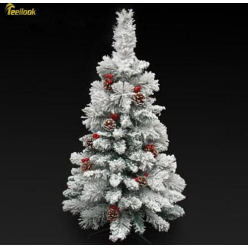 Teellook 0.6 m 0.9 m snow flocking Christmas tree red fruit pineapple decoration Christmas family hotel decoration