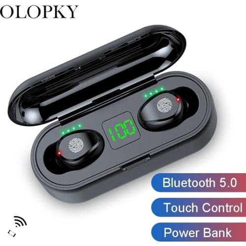 Bluetooth Earphones F9 TWS Wireless Headphones Hifi Touch Sport Earbuds Support Siri With Mic Charging Case For Redmi Air Dots
