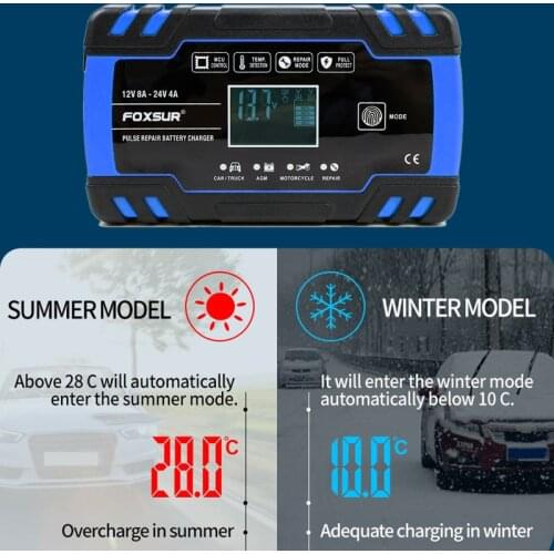 12V 24V Motorcycle Car LCD Display Pulse Repairing Charger for AGM GEL WET Lead Acid Battery Charger