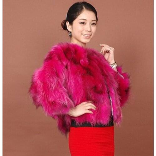Free shipping Genuine raccoon Fur Coat womens raccoon Fur Jacket winter fur waistcoats Colorful fur plus size