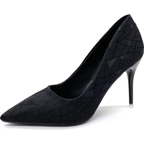 French girl high heels 2019 new wild sexy pointed womens shoes shallow mouth stilettos professional womens black