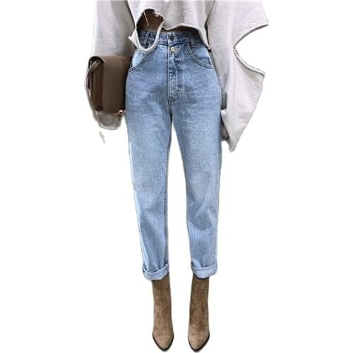 2021 Spring Autumn Women Vintage High Waist Straight Jeans Streetwear Loose Female Denim Jeans Buttons Zipper Ladies Jeans