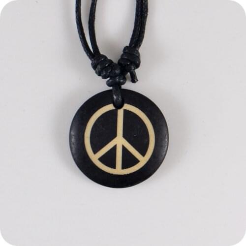 Peace Sign bone resin Carving Pendant Necklace Amulet Lucky Gift Tribal Fashion Jewelry