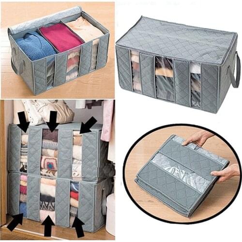 1Pc Foldable Non-woven Clothes Storage Bag Home Waterproof Closet Pillow Quilt Organizer