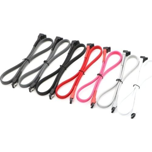10pcs/Lot 45cm/ 60cm SATA III 6Gbps 7Pin Right Angle to Straight cable