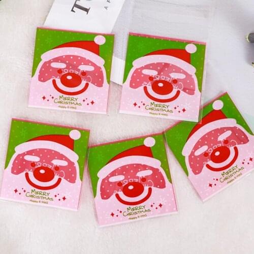 100pcs Cookie Gift Bag Christmas Santa Claus Snowman Cookie Packaging Bag