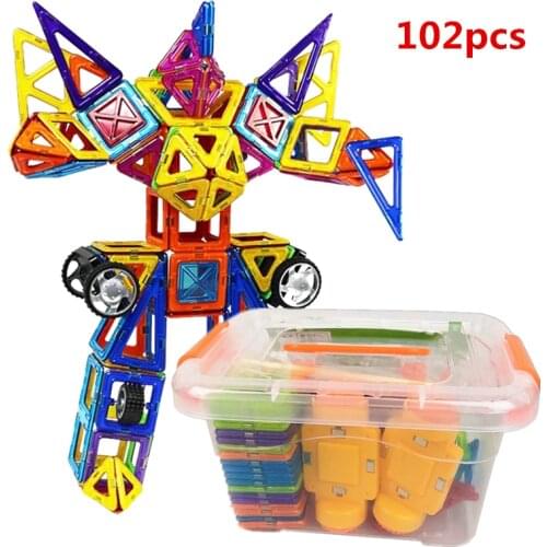 102Pcs Mini Designer Plastic Model & Building Magnetic Building Blocks Toys DIY Childrens Birthday Gift Christmas Gift With Box
