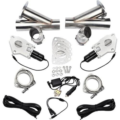 2.0"2.25"2.5"3.0" Exhaust Cutout Stainless Steel Y Headers Catback Pair With Manual Switch Cut Out Pipe Kit