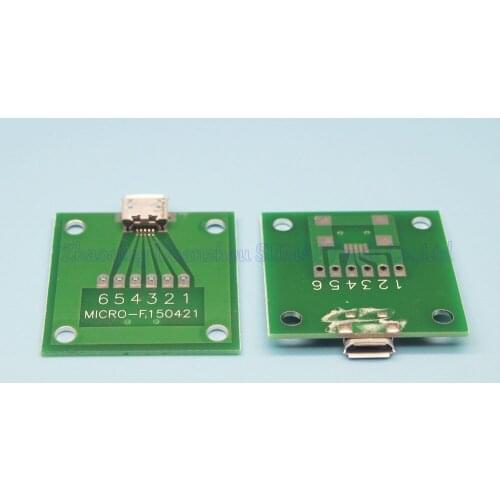 2pcs/lot Micro USB female socket connector with PCB board test board