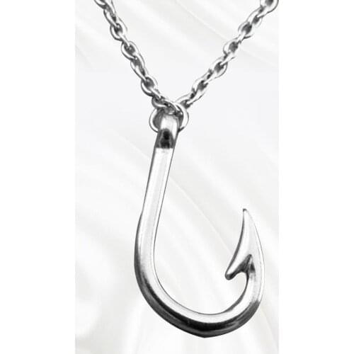 Antique Fishing Hook Fishhook Pendant Chain Necklace Fisherman Jewelry Gift