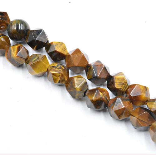 Free Shipping 7-8mm Brown Gold Tiger Eye Agates Stone Beads for Jewelry Making Charm bracelet Multi-faceted Drill DIY Fashion