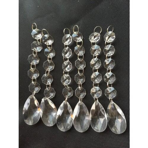 20pcs/lots wedding road lead centerpiece cake tray lighting clear acrylic crystal bead hanging chains garland with pendant