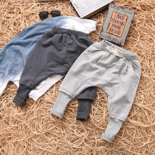 Kids autumn Spring Clothes Girls Pants Children Trousers for baby boys harem pants solid colors black grey