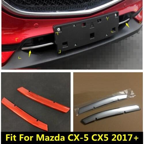 Lapetus Accessories Fit For Mazda CX-5 CX5 2017 - 2020 ABS Front Bumper Bottom Grille Grill Strip Decoration Cover Trim 2 Pcs
