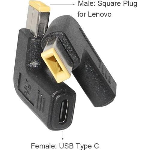 USB-C 3.1 Type C Female to Rectangle Male USB PD Emulator Trigger Angled DC Power Adapter Converter For Lenovo Thinkpad Laptop