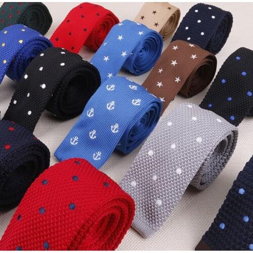 Hot Sale Mens Dot Knitted Ties Embroidered 15 Colors Fashion Neck Ties for Men Adult Pattern Male Cravater Wedding Mens Tie