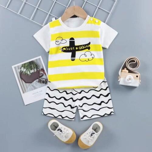 H979 Summer Baby Boy Clothing Sets Cartoon Pattern Boys Girl Clothes 3-14 Years Kids Set Cotton T-shit + Short Pants