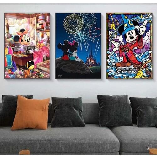 5D DIY Diamond Painting Disney Cartoon Mickey Mouse Picture Mickey and Minnie Posters Cross Stitch Kit Mosaic Art Decor Gift