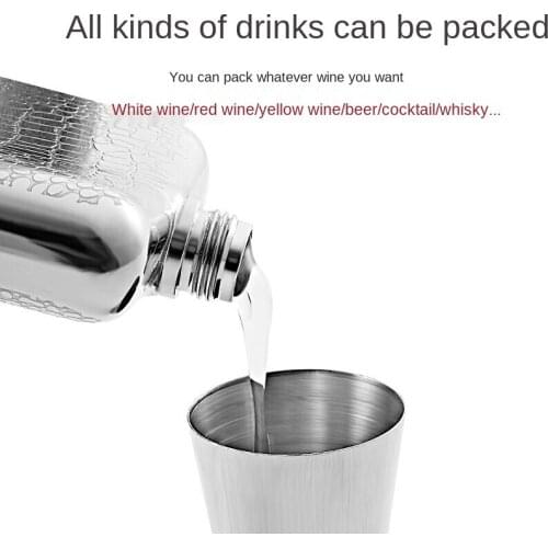 Little hip 304 Stainless steel Outdoor carried German Flat bottles Iron wine Portable type Stainless steel 170g personality