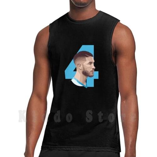 Sergio Ramos Tank Tops Vest 100% Cotton League Spain Football Football Sergio Ramos Soccer Spanish League Zidane Ronaldo