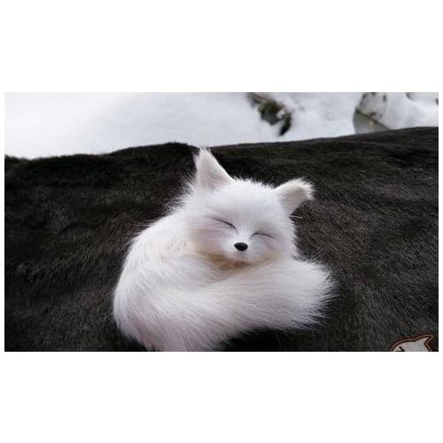 Mini 7x7cm white sleeping fox model polyethylene&furs fox handicraft decoration toy gift a2382