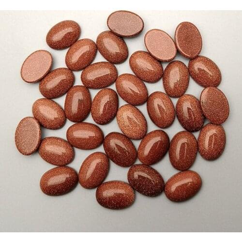 Fashion 50Pcs/lot Natural Stone gold sand Beads cab Cabochon jewelry for making 13x18MM Ring Earrings accessories no hole