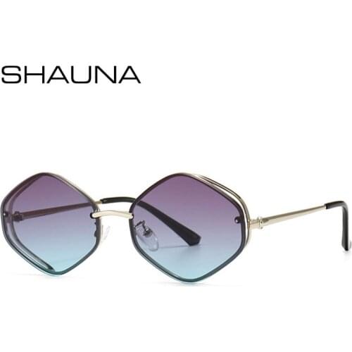 SHAUNA Diamond Sunglasses Women Fashion Metal Frame Gradient Shades Men UV400