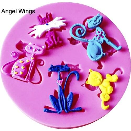 Food grade fondant cake silicone mold Halloween cat shaped for polymer clay chocolate pastry candy making decoration tools F0047