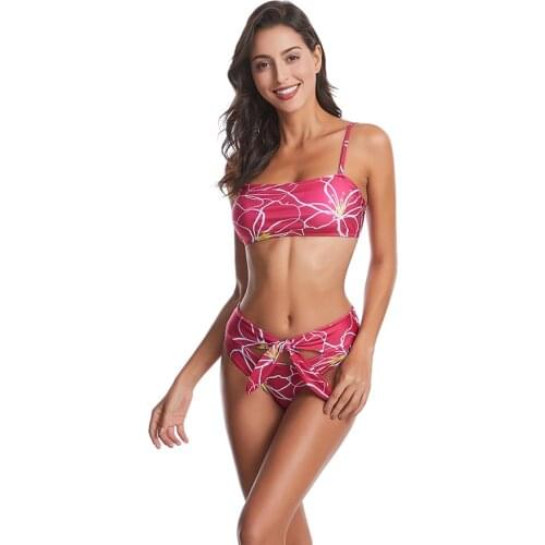 Sexy High Waist Bikini Push Up Bikini Set 2020 Bandeau Swimsuit Women Hollow out Thong Swimwear High leg Bathing suit