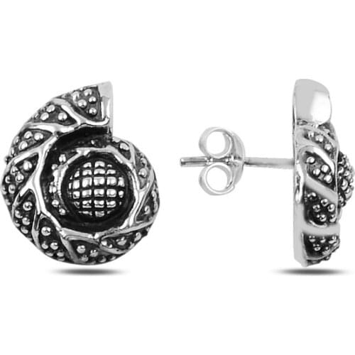 Silverlina Sterling Silver Oxidized Snail Earrings