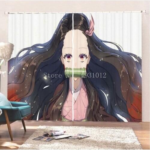 Customize Blackout Curtain 2 Panels Japan Anime 160x160cm Window Drapes For Living Room Cartoon Kid ustom Home Window Treatments